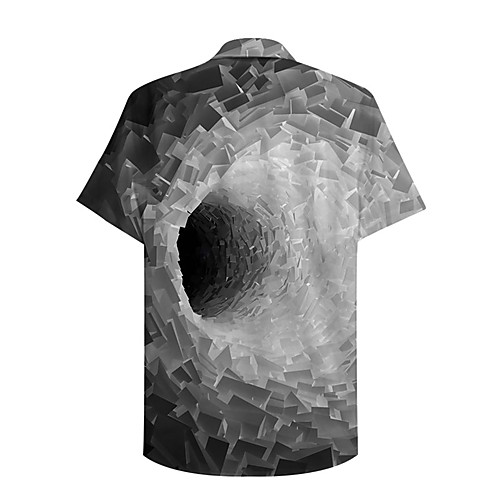 

Men's Shirt 3D Print Graphic Prints Geometry Button-Down Print Short Sleeve Daily Tops Casual Designer Big and Tall Gray / Summer