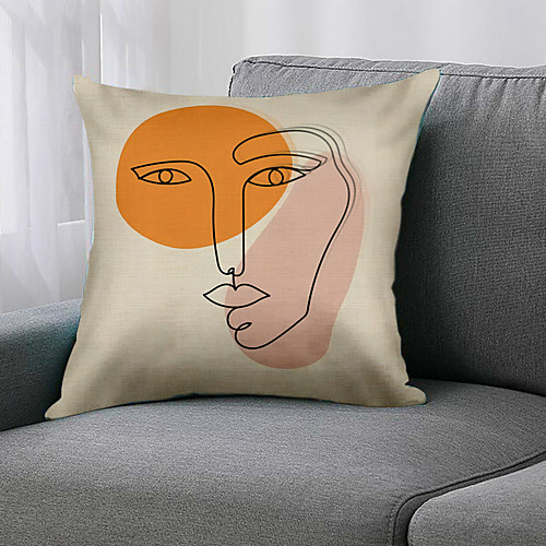 

Double Side 1 Pc Geometric Cushion Cover Print 45x45cm Faux Linen for Sofa Bedroom