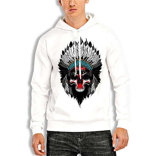 

Men's Pullover Hoodie Sweatshirt Graphic Prints Skull Print Hooded Daily Sports 3D Print 3D Print Casual Hoodies Sweatshirts Long Sleeve White