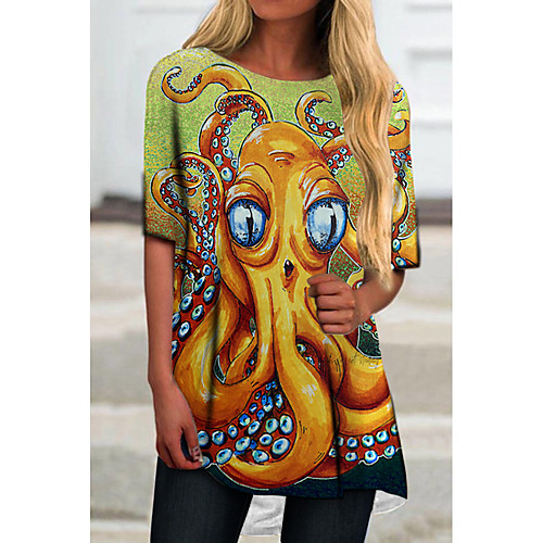 

Women's T Shirt Dress Tee Dress Short Mini Dress Blue Yellow Red Half Sleeve Color Block Animal Print Spring Summer Round Neck Casual Holiday 2021 S M L XL XXL 3XL