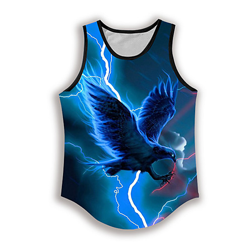 

Tank Top Undershirt Men's Graphic Prints Bird 3D Print Print Daily Sleeveless Tops Casual Designer Big and Tall Blue