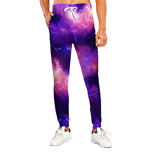 

Men's Novelty Casual / Sporty Breathable Quick Dry Sports Casual Holiday Pants Sweatpants Pants Graphic 3D Full Length Print Gradient purple