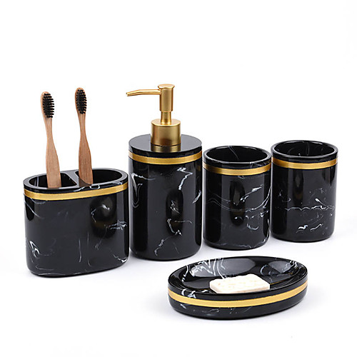 

Bathroom Accessory set Toothbrush holder Soap Dish Mable Sanitary Ware Five Piece Hotel Wash Set Resin Bathroom Set Bathroom Supplies Kit