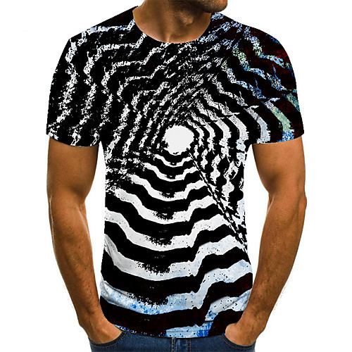 

Men's T shirt 3D Print Geometric 3D Print Print Short Sleeve Casual Tops Casual Fashion Fuchsia