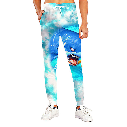 

Men's Casual Athleisure Outdoor Sports Daily Sports Pants Sweatpants Trousers Pants Graphic Prints Shark Animal Full Length Print Blue