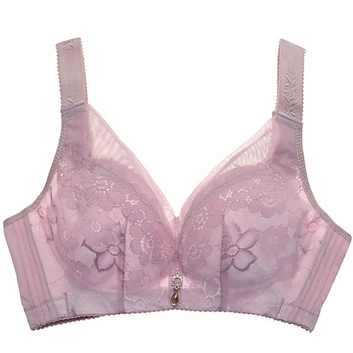 

Women's Plus Size Bra Lace Bras 3/4 Cup Lace Textured Sexy Purple