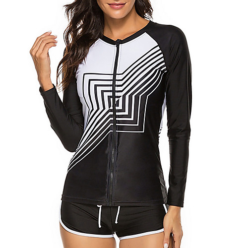 

Women's One Piece Rash Guard Swimsuit Zipper Slim Solid Color Color Block Black Swimwear Bodysuit High Neck Bathing Suits New Neutral Sports / Padded Bras