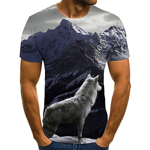 

Men's T shirt Shirt 3D Print Animal 3D Print Print Short Sleeve Casual Tops Casual Fashion Round Neck White
