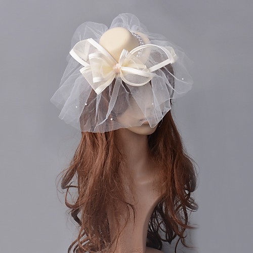 

1920s Retro Tulle Fascinators with Bowknot / Pearls 1 Piece Special Occasion / Party / Evening Headpiece