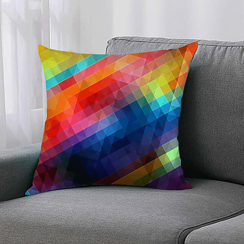

Double Side 1 Pc Geometric Cushion Cover Print 45x45cm Linen for Sofa Bedroom