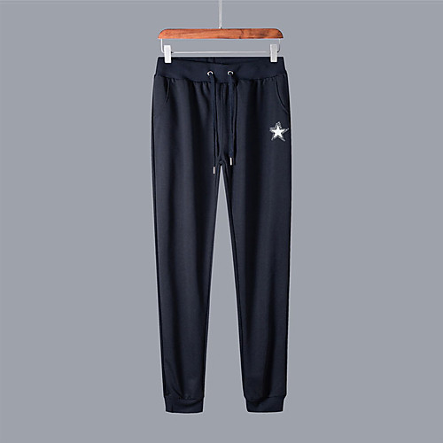 

Men's Casual / Sporty Sweatpants Outdoor Sports Daily Sports Pants Pants Graphic Full Length Drawstring Pocket Print Black Light gray Dark Gray Navy Blue