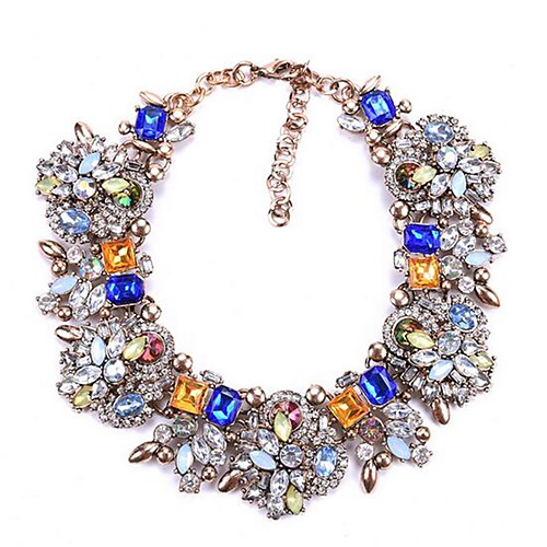 

Women's Cubic Zirconia Collar Necklace Statement Imitation Diamond Alloy Blue Purple Rainbow White Black 437 cm Necklace Jewelry 1pc For Engagement Birthday Party Festival