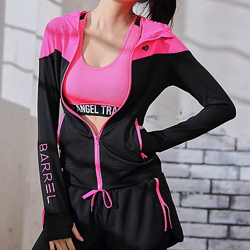 

Women's Hoodied Jacket Sport Spring & Summer Regular Coat Regular Fit Sporty Casual Jacket Color Block Gray White
