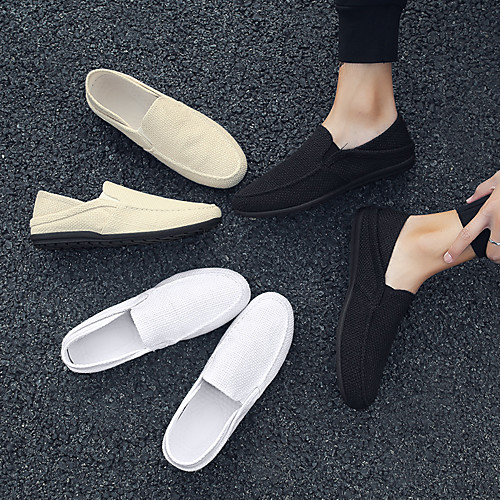 

Men's Loafers & Slip-Ons Casual Classic Daily Outdoor Walking Shoes Elastic Fabric Breathable Non-slipping Wear Proof White Black Beige Spring Summer