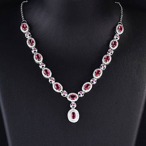

Women's Synthetic Ruby Necklace Sexy Precious Vintage Classic Copper Rose Red Diamond [With Chain] Blue Diamond [With Chain] Green Diamond [With chain] 45 cm Necklace Jewelry 1pc For Party Evening