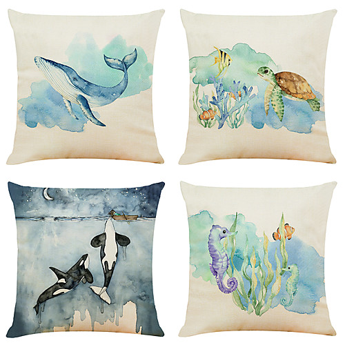 

4 pcs Faux Linen Pillow Cover, 3D Simple Classic Square Zipper Traditional Classic