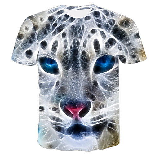 

Men's T shirt 3D Print Animal 3D Print Print Short Sleeve Casual Tops Casual Fashion White