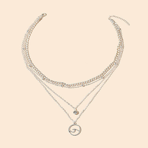 

Women's Necklace Layered Necklace Stacking Stackable Wave Simple Fashion European Imitation Diamond Alloy Silver 35 cm Necklace Jewelry 1pc For Street Masquerade Beach