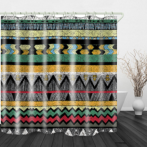 

Ethnic Lattice Print Waterproof Fabric Shower Curtain for Bathroom Home Decor Covered Bathtub Curtains Liner Includes with Hooks 72 Inch