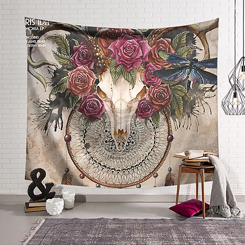 

Wall Tapestry Art Decor Blanket Curtain Hanging Home Bedroom Living Room Decoration Polyester Skull Dragonfly Butterfly