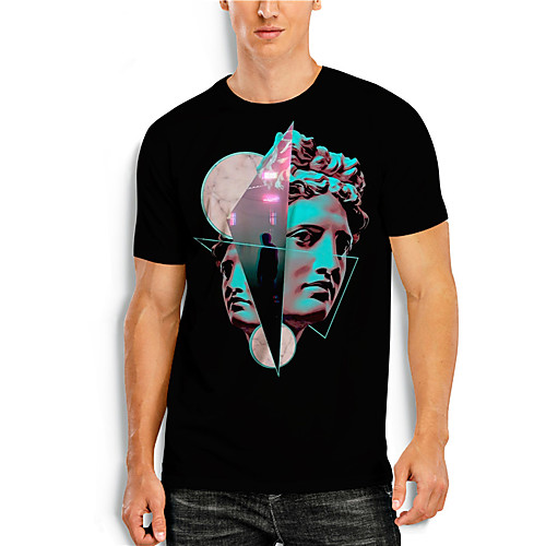 

Men's T shirt 3D Print Graphic Prints Portrait Print Short Sleeve Daily Tops Casual Designer Big and Tall Black