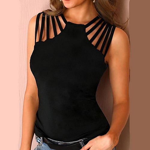 

Women's Camisole Sexy Round Neck Basic Streetwear Tops Black Blue Green