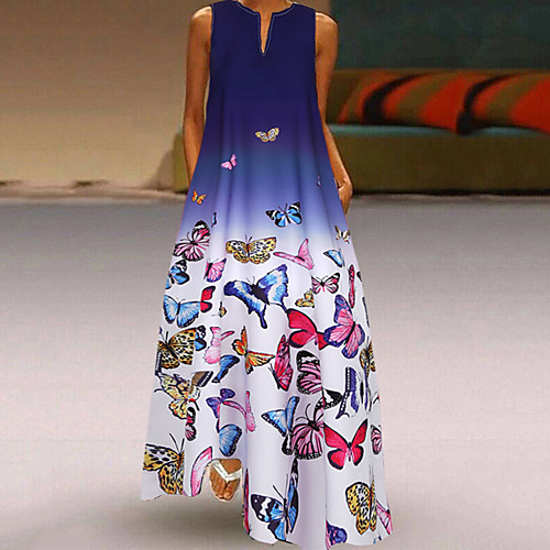 

Women's Swing Dress Maxi long Dress Blue Purple Red Sleeveless Animal Spring Summer Casual Boho Loose 2021 S M L XL XXL 3XL 4XL 5XL