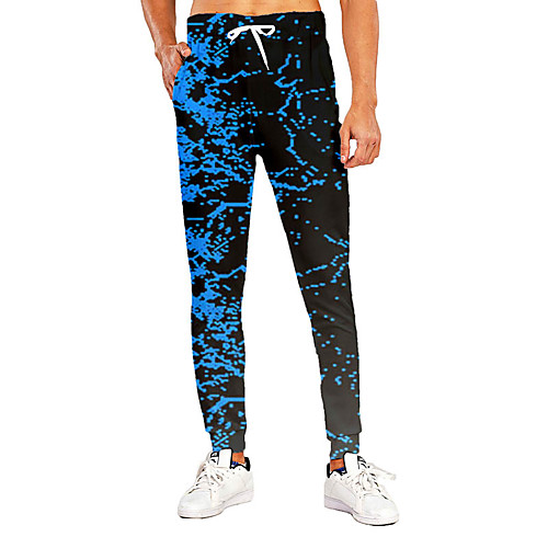 

Men's Novelty Casual / Sporty Breathable Quick Dry Sports Casual Holiday Pants Sweatpants Pants Graphic 3D Full Length Print Royal Blue