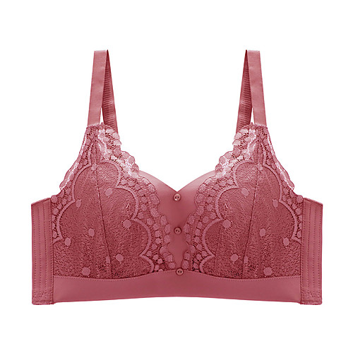 

Women's Plus Size Bra Wireless 3/4 Cup Lace Textured Sexy Wine