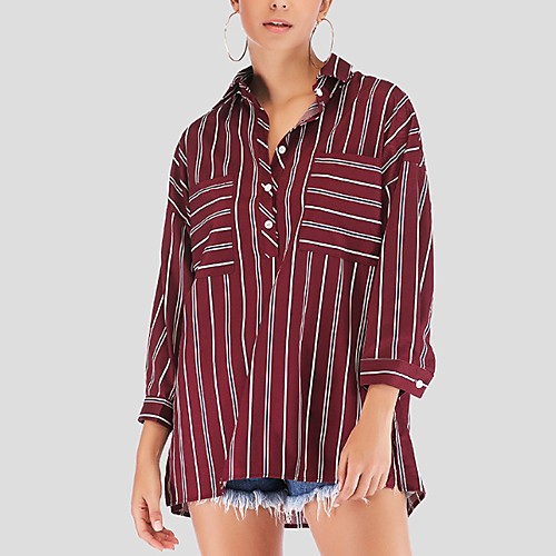 

Women's Jacket Daily Spring & Fall Regular Coat Regular Fit Casual Jacket Long Sleeve Solid Colored Wine Red Independent real shots, stealing pictures must be