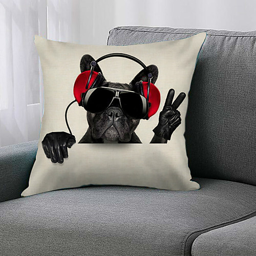 

Double Side 1 Pc Animal Cushion Cover Print 45x45cm Faux Linen for Sofa Bedroom