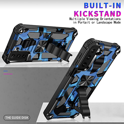 

Phone Case For Samsung Galaxy Back Cover S21 S21 Plus S21 Ultra Galaxy A32 Galaxy A12 S20 S20 Plus S20 ultra S20 FE 5G Note 20 Ultra Shockproof with Stand Camouflage TPU PC