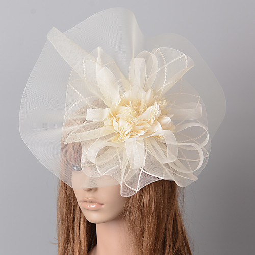 

Elegant Retro Tulle Fascinators with Floral / Tiered 1 Piece Special Occasion / Party / Evening Headpiece