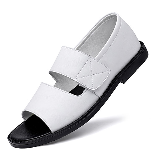

Men's Sandals Gladiator Sandals Roman Sandals Beach Roman Shoes Daily Nappa Leather Breathable Non-slipping Wear Proof White Black Summer