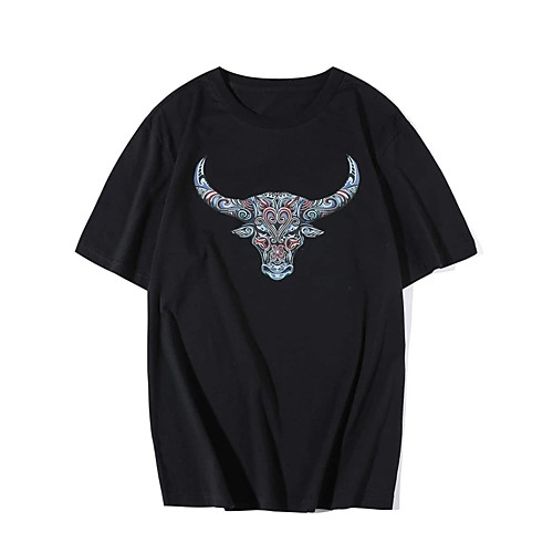 

Men's Unisex T shirt Hot Stamping Cow Animal Plus Size Print Short Sleeve Casual Tops 100% Cotton Basic Casual Fashion Black