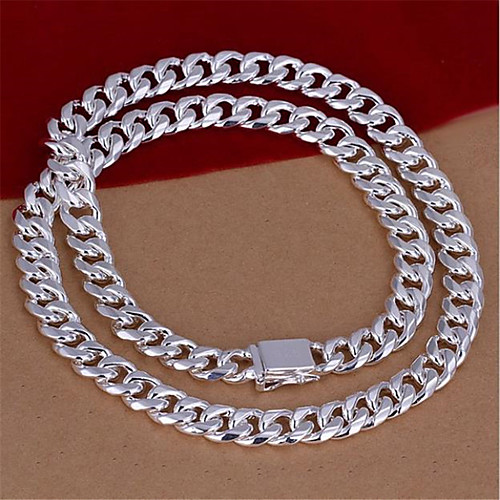 

Men's White Pendant Necklace Chain Necklace Rolo Letter Fashion Punk Trendy Casual / Sporty Copper Silver Plated Silver 55 cm Necklace Jewelry 1pc For Anniversary Street Sport Birthday Party Festival