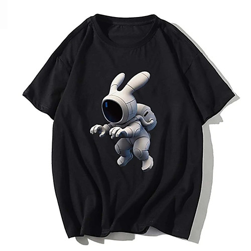 

Men's Unisex Tee T shirt Shirt Hot Stamping Graphic Prints Astronaut Plus Size Print Short Sleeve Casual Tops 100% Cotton Basic Designer Big and Tall Round Neck Black / Summer