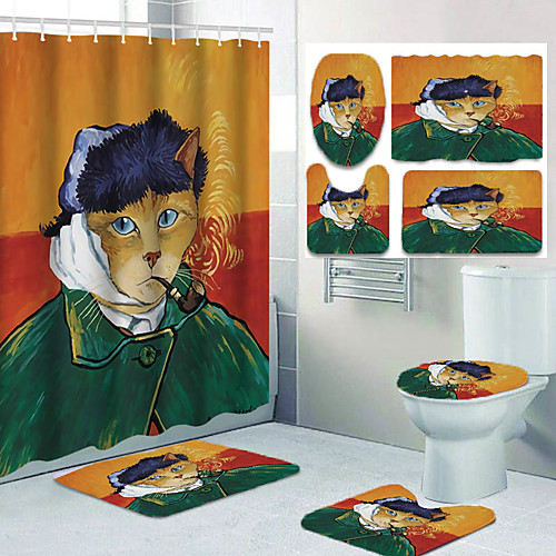 

Bathroom Shower Curtains & Hooks Casual Polyester Waterproof