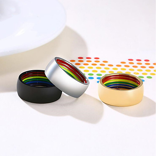 

Band Ring Classic Silver Gold Black Stainless Steel Rainbow Fashion 1pc 8 9 10 11