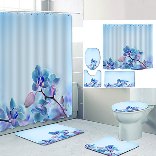 

Bathroom Shower Curtain & Mat Set Modern Polyester New Design