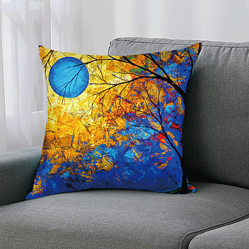 

Double Side 1 Pc Botanical Cushion Cover Print 45x45cm Linen for Sofa Bedroom
