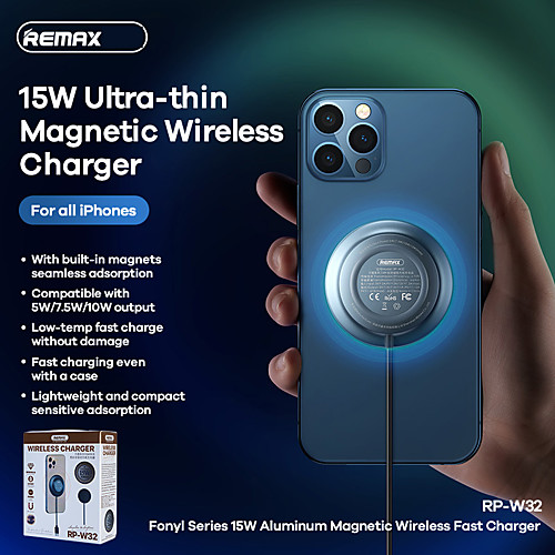 

REMAX 15W Ultra Thin Magnetic Wireless Charger Fast Charging Magnetic Wireless Charger For iPhone 12 Pro Max Quick Charge Wireless Pad for iPhone 12 Mini Samsung Huawei