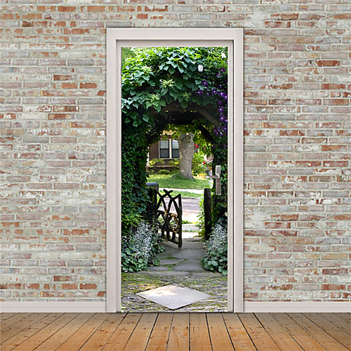 

3D 2pcs Self-adhesive Creative Door Stickers Living Room Bedroom Diy Decorative Home Waterproof Wall Stickers 77x200cm