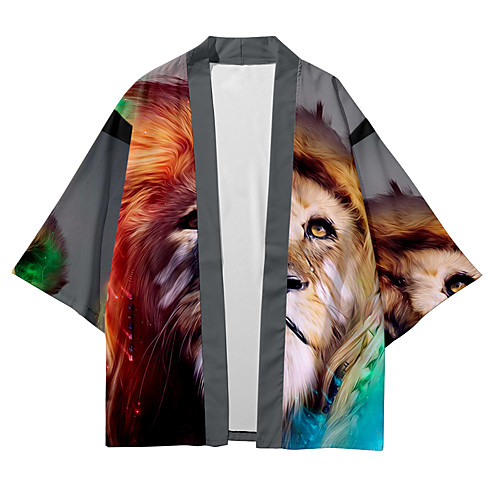 

Shirt Men's Lion Animal 3D Print 3D Print Casual Short Sleeve Tops Casual Fashion Breathable Comfortable Rainbow
