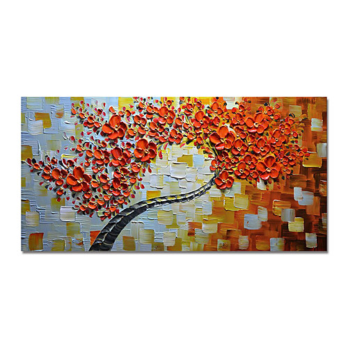 

Oil Painting Hand Painted Horizontal Abstract Floral / Botanical Modern Stretched Canvas