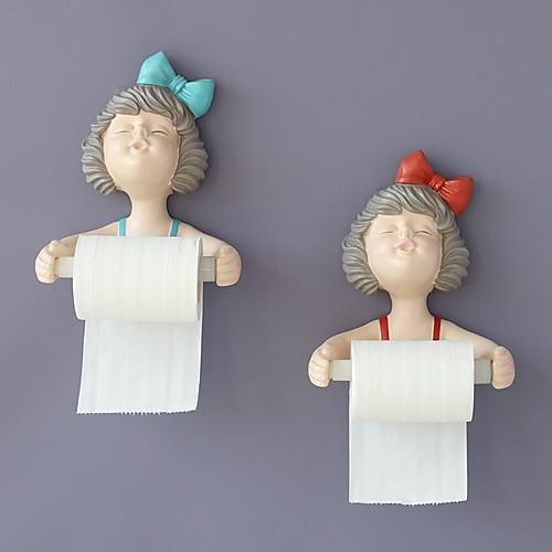 

Resin Paper Towel Rack Toilet Pumping Box Cute Bow Girl Roll Paper Tube Wall-mounted Kitchen Rag Storage Rack