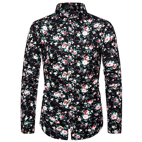 

Men's Shirt Other Prints Symbol Print Long Sleeve Daily Tops Beach Button Down Collar A
