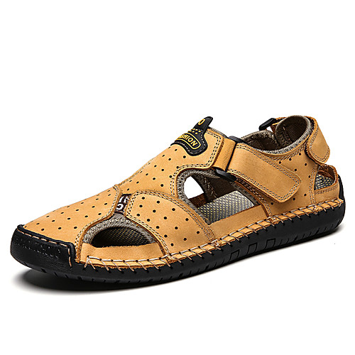 

Men's Sandals Casual Vintage Beach Athletic Outdoor Water Shoes Upstream Shoes Nappa Leather Cowhide Breathable Handmade Non-slipping Booties / Ankle Boots Light Brown Dark Brown Yellow Spring Summer