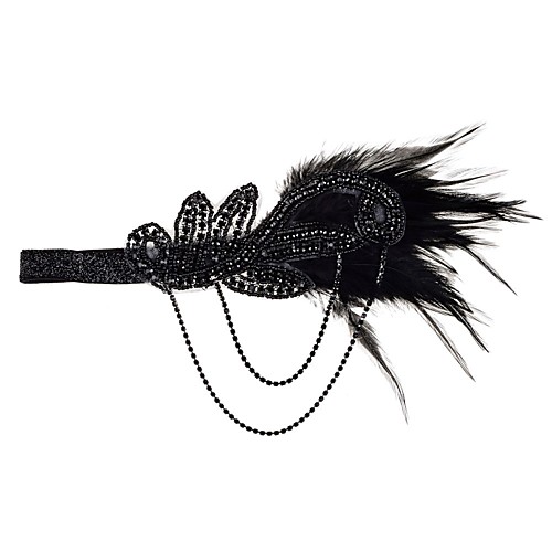 

1920s Retro Flax Fascinators with Feather / Crystals / Sequin 1 Piece Special Occasion / Party / Evening Headpiece