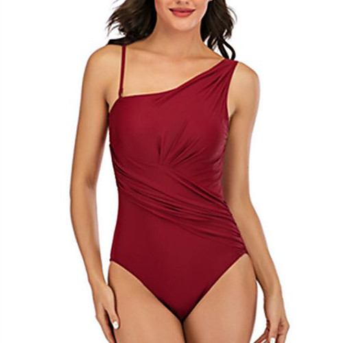 

One Piece Monokini Women's Swimsuit Solid Color High Waist Push Up Open Back Black Red Wine Army Green Navy Blue Swimwear Strap Padded Bathing Suits Casual Fashion New / Classic / Cross